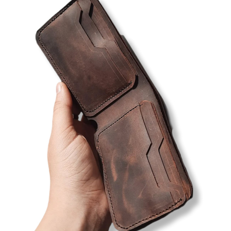 کیف پول جیبی چرم طبیعی هورس مدل افکتی