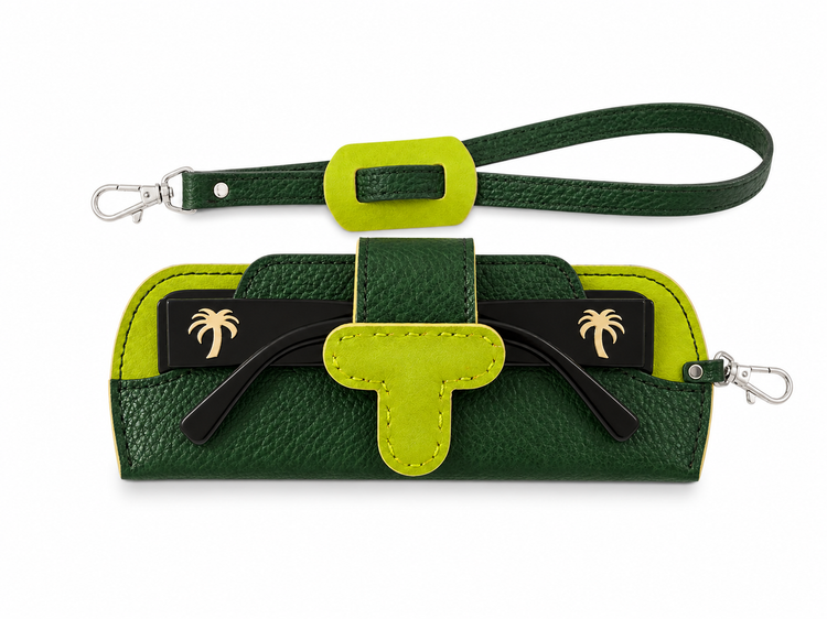 کاور عینک چرم طبیعی با بند عینک بلند گردنی