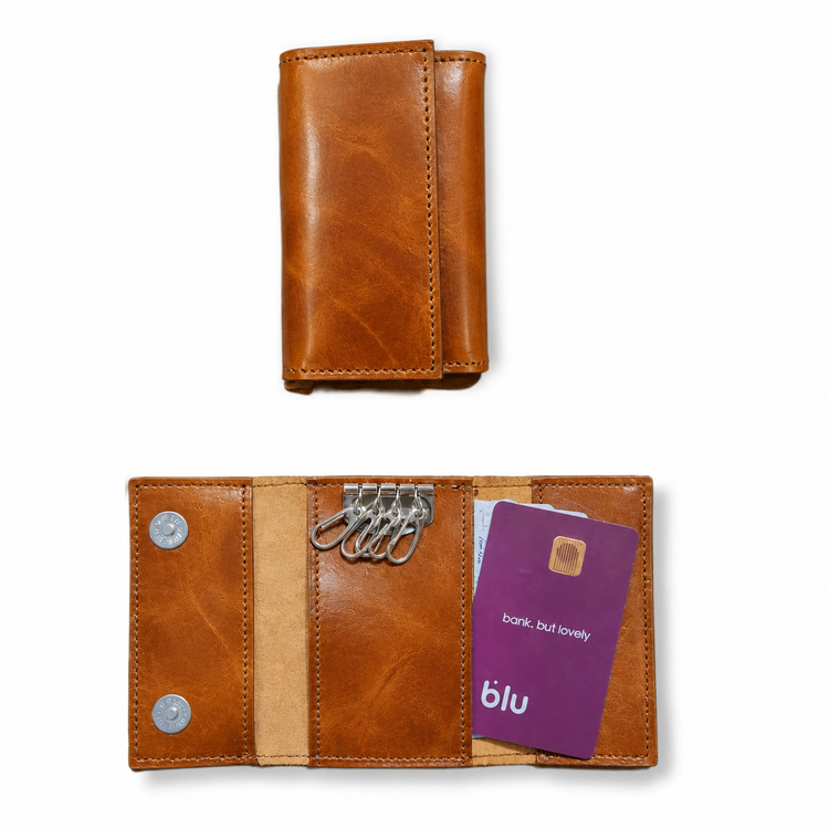 جاکلیدی چرم طبیعی همراه با جای کارت keychain_01